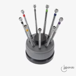Set of 9 screwdrivers on rotating stand